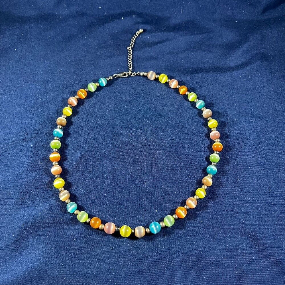 Colorful Beaded Necklace With Adjustable Lobster Clasp